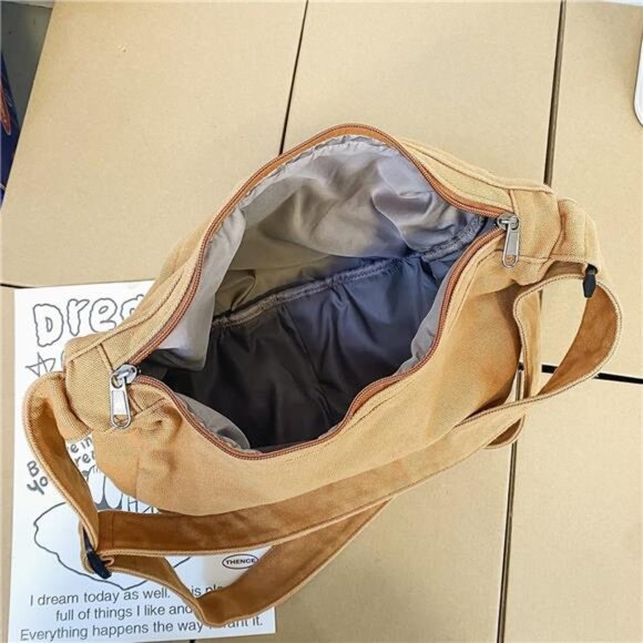 Canvas Messenger Bag Crossbody Tote Shoulder Handbag Large Casual Travel Bag - Picture 6 of 7